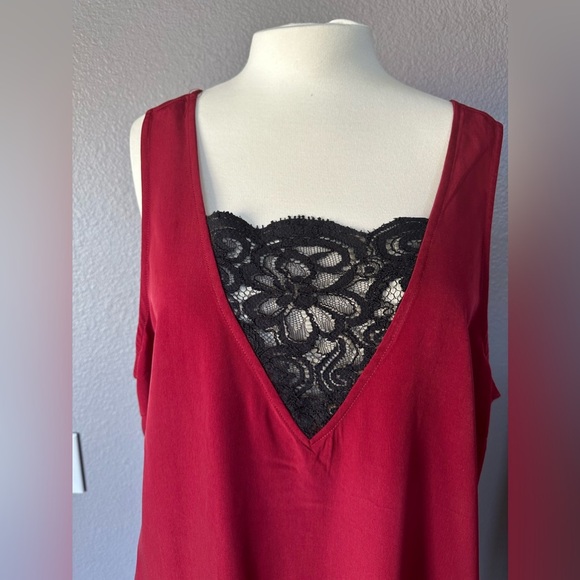 BB Dakota Maroon Casual Sleeveless Slip Dress Plus Size Lace Front/Back 1X NWT - Picture 4 of 13